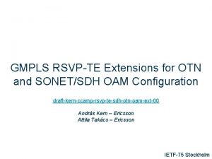 GMPLS RSVPTE Extensions for OTN and SONETSDH OAM