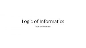 Logic of Informatics Rule of Inference Rule of