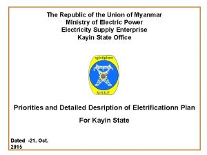 The Republic of the Union of Myanmar Ministry