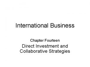 Collaborative strategies in international business
