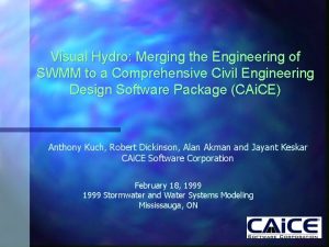 Visual Hydro Merging the Engineering of SWMM to