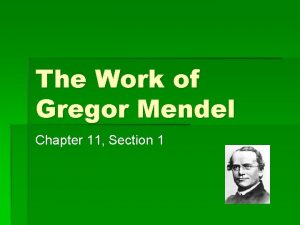 Chapter 11 the work of gregor mendel