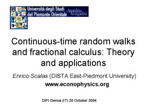 Continuoustime random walks and fractional calculus Theory and