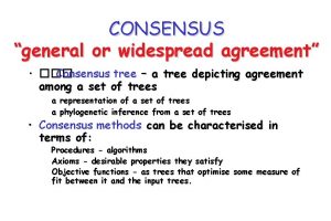 CONSENSUS general or widespread agreement Consensus tree a
