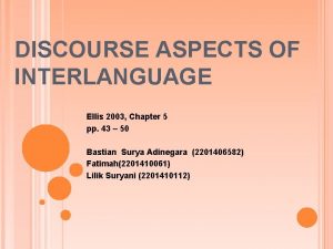 Discourse aspects of interlanguage