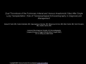 Dual Thrombosis of the Pulmonary Arterial and Venous