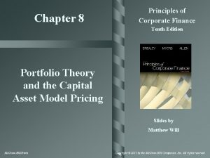 Chapter 8 Principles of Corporate Finance Tenth Edition