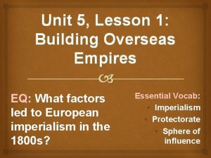 Unit 5 Lesson 1 Building Overseas Empires EQ