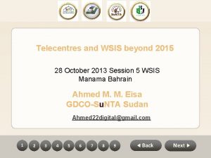 Telecentres and WSIS beyond 2015 28 October 2013