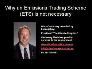 Why an Emissions Trading Scheme ETS is not