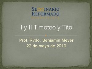 I y II Timoteo y Tito Prof Rvdo