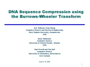 DNA Sequence Compression using the BurrowsWheeler Transform Don