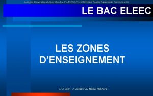 Journes dinformation et danimation Bac Pro ELEEC lectrotechnique