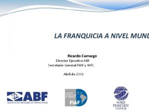 LA FRANQUICIA A NIVEL MUND Ricardo Camargo Director