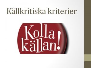 Källkritiska kriterier