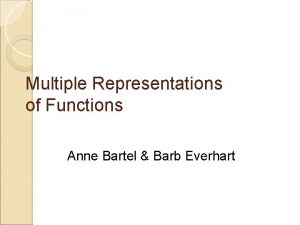 Multiple Representations of Functions Anne Bartel Barb Everhart