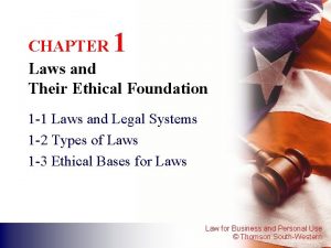 Chapter 1 laws and their ethical foundation