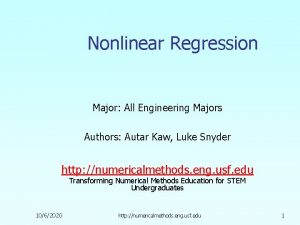 Nonlinear Regression Major All Engineering Majors Authors Autar