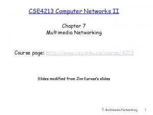 CSE 4213 Computer Networks II Chapter 7 Multimedia