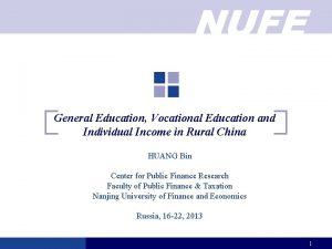 NUFE General Education Vocational Education and Individual Income