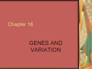 Chapter 16 GENES AND VARIATION 16 1 Variation
