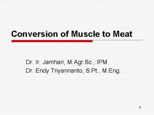 Conversion of Muscle to Meat Dr Ir Jamhari