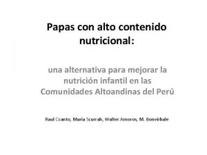 Papas con alto contenido nutricional una alternativa para