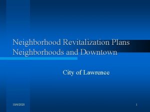 Neighborhood revitalization plan