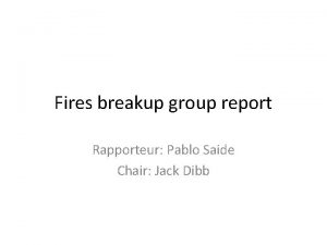 Fires breakup group report Rapporteur Pablo Saide Chair