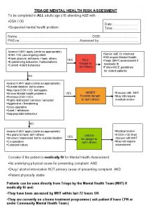 TRIAGE MENTAL HEALTH RISK ASSESMENT To be completed