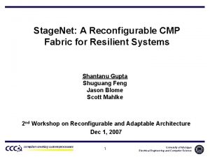 Stage Net A Reconfigurable CMP Fabric for Resilient