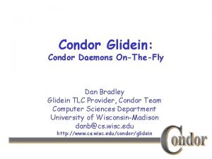 Condor Glidein Condor Daemons OnTheFly Dan Bradley Glidein