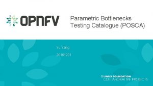 Parametric Bottlenecks Testing Catalogue POSCA Yu Yang 20161201