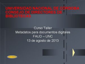 UNIVERSIDAD NACIONAL DE CRDOBA CONSEJO DE DIRECTORES DE