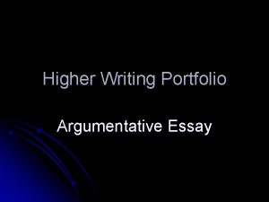 Writing an argument portfolio