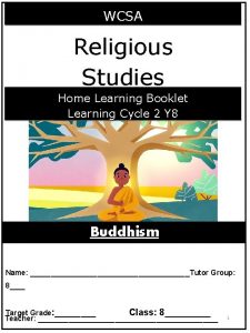 WCSA Religious Studies Home Learning Booklet Learning Cycle