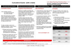 Cumulative Exams with a twist Cumulative Exams I