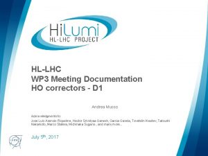 HLLHC WP 3 Meeting Documentation HO correctors D