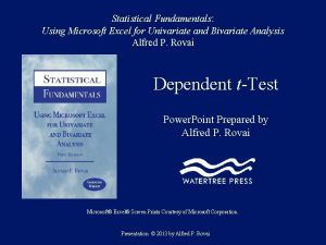 Statistical Fundamentals Using Microsoft Excel for Univariate and Statistical Fundamentals Using Microsoft Excel for Univariate and