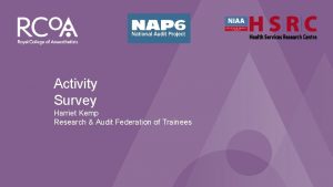 NAP 6 Perioperative Anaphylaxis Activity Survey Harriet Kemp