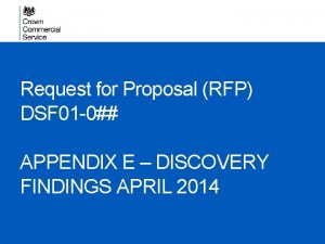 Request for Proposal RFP DSF 01 0 APPENDIX