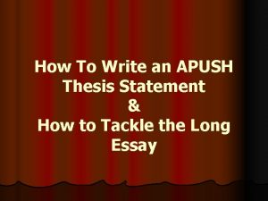 Good apush thesis