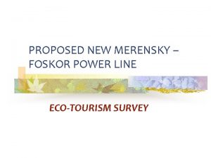 PROPOSED NEW MERENSKY FOSKOR POWER LINE ECOTOURISM SURVEY