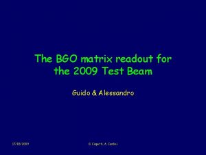 The BGO matrix readout for the 2009 Test