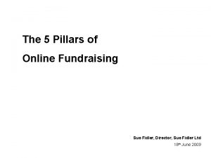 The 5 Pillars of Online Fundraising Sue Fidler