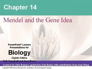 Chapter 14 Mendel and the Gene Idea Power