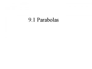 9 1 Parabolas Parabolas Parabola the set of