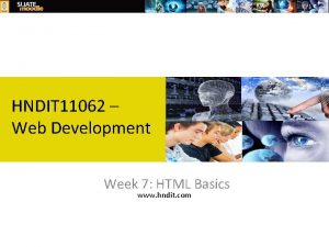 HNDIT 11062 Web Development Week 7 HTML Basics