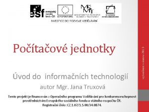 vod do informanch technologi autor Mgr Jana Truxov