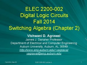 ELEC 2200 002 Digital Logic Circuits Fall 2014